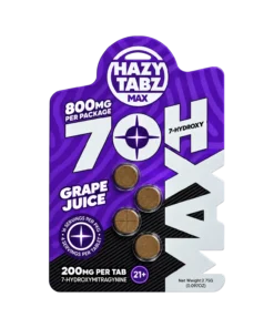 Hazy Tabz Max 7OH Kratom Extract Tablets Grape Juice 800mg – 4ct (200mg/tab)